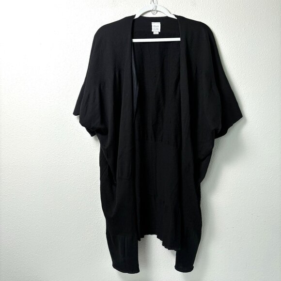 Michelle St John Open Front Cardigan Sweater Knit Size S-XL One Size Black USA - Picture 1 of 11
